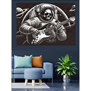 Gitar Çalan Astronot Dekoratif Kanvas - Mdf Ahşap Tablo
