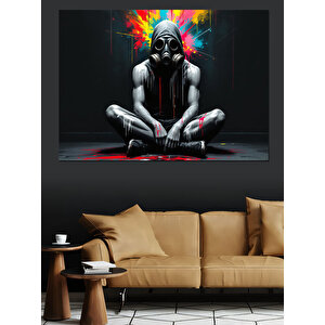 Renk Patlamalı Maske Dekoratif Kanvas - Mdf Ahşap Tablo 35x50 cm