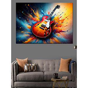 Patlayan Gitarın Renkli Anı Dekoratif Kanvas - Mdf Ahşap Tablo