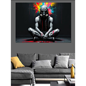 Renk Patlamalı Maske Dekoratif Kanvas - Mdf Ahşap Tablo 100x140 cm