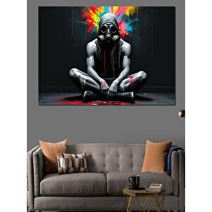 Renk Patlamalı Maske Dekoratif Kanvas - Mdf Ahşap Tablo