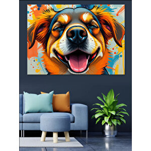 Mutlu Sevimli Köpek Portresi Dekoratif Kanvas - Mdf Ahşap Tablo
