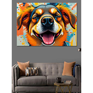 Mutlu Sevimli Köpek Portresi Dekoratif Kanvas - Mdf Ahşap Tablo