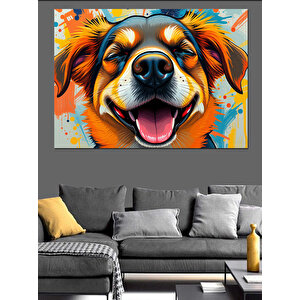 Mutlu Sevimli Köpek Portresi Dekoratif Kanvas - Mdf Ahşap Tablo 50x70 cm