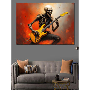 İskelet Gitar Çalıyor Dekoratif Kanvas - Mdf Ahşap Tablo 100x140 cm