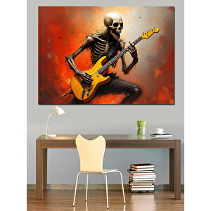 İskelet Gitar Çalıyor Dekoratif Kanvas - Mdf Ahşap Tablo 100x140 cm