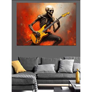 İskelet Gitar Çalıyor Dekoratif Kanvas - Mdf Ahşap Tablo 25x35 cm