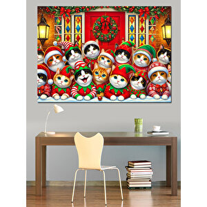 Sevimli Kediler Dekoratif Kanvas - Mdf Ahşap Tablo