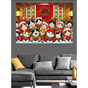 Sevimli Kediler Dekoratif Kanvas - Mdf Ahşap Tablo