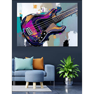 Soyut Renkli Elektro Gitar Dekoratif Kanvas - Mdf Ahşap Tablo 70x100 cm