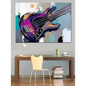 Soyut Renkli Elektro Gitar Dekoratif Kanvas - Mdf Ahşap Tablo