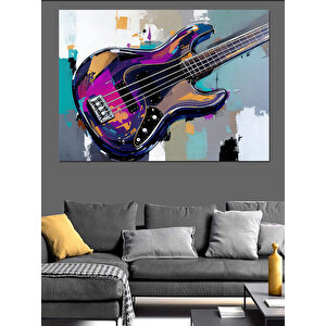 Soyut Renkli Elektro Gitar Dekoratif Kanvas - Mdf Ahşap Tablo
