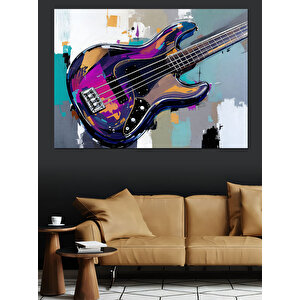 Soyut Renkli Elektro Gitar Dekoratif Kanvas - Mdf Ahşap Tablo 50x70 cm