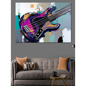 Soyut Renkli Elektro Gitar Dekoratif Kanvas - Mdf Ahşap Tablo 50x70 cm