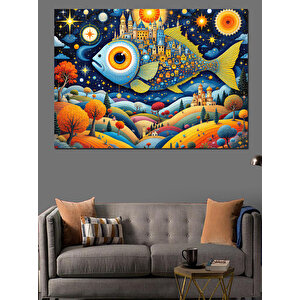 Renkli Balık Dünyası Dekoratif Kanvas - Mdf Ahşap Tablo