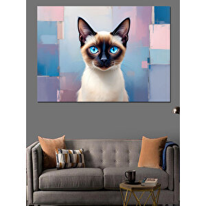 Mavi Gözlü Sevimli Kedi Dekoratif Kanvas - Mdf Ahşap Tablo