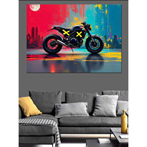 Renk Patlamalı Yarış Motosikleti Dekoratif Kanvas - Mdf Ahşap Tablo 35x50 cm