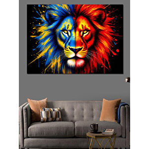 Alevli Mavi Aslan Dekoratif Kanvas - Mdf Ahşap Tablo