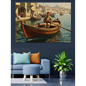 Sandalda Huzurlu Balıkçı Sabahı Dekoratif Kanvas - Mdf Ahşap Tablo 50x70 cm