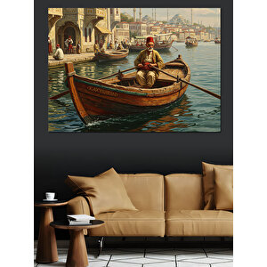 Sandalda Huzurlu Balıkçı Sabahı Dekoratif Kanvas - Mdf Ahşap Tablo 70x100 cm
