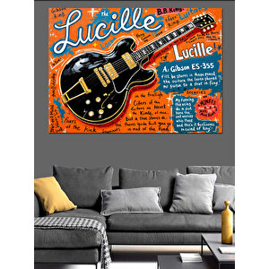 Retro Gitar İllüstrasyonu Dekoratif Kanvas - Mdf Ahşap Tablo 35x50 cm