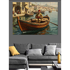 Sandalda Huzurlu Balıkçı Sabahı Dekoratif Kanvas - Mdf Ahşap Tablo 25x35 cm