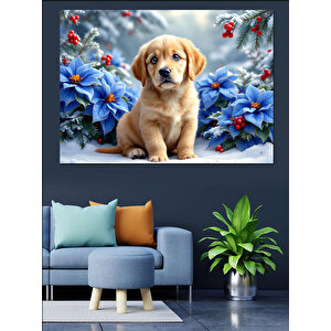 Yavru Köpek Sevgisi Dekoratif Kanvas - Mdf Ahşap Tablo 100x140 cm