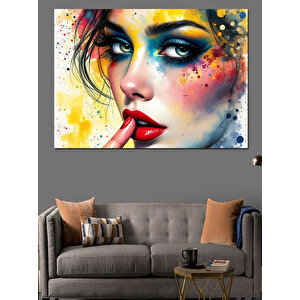 Renk Patlamalı Kadın Dekoratif Kanvas - Mdf Ahşap Tablo 100x140 cm