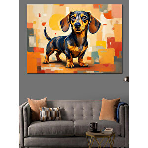 Soyut Arka Planlı Köpek Portresi Dekoratif Kanvas - Mdf Ahşap Tablo