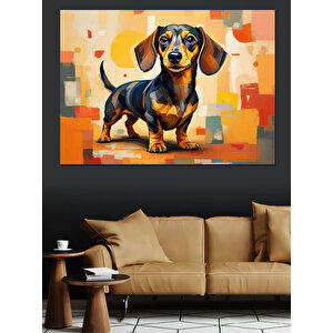 Soyut Arka Planlı Köpek Portresi Dekoratif Kanvas - Mdf Ahşap Tablo 35x50 cm