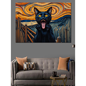Çığlık Tablosu Kedisi Dekoratif Kanvas - Mdf Ahşap Tablo 70x100 cm