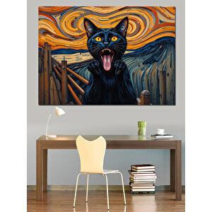 Çığlık Tablosu Kedisi Dekoratif Kanvas - Mdf Ahşap Tablo 70x100 cm
