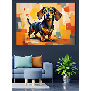 Soyut Arka Planlı Köpek Portresi Dekoratif Kanvas - Mdf Ahşap Tablo 70x100 cm