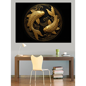 Altın Balık Döngüsü Dekoratif Kanvas - Mdf Ahşap Tablo 25x35 cm