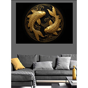 Altın Balık Döngüsü Dekoratif Kanvas - Mdf Ahşap Tablo 25x35 cm