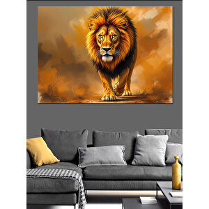 Sisli Arka Plan Aslan Portresi Dekoratif Kanvas - Mdf Ahşap Tablo