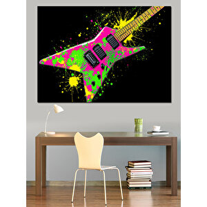 Parlak Rock Gitarı Dekoratif Kanvas - Mdf Ahşap Tablo 35x50 cm