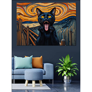Çığlık Tablosu Kedisi Dekoratif Kanvas - Mdf Ahşap Tablo 50x70 cm