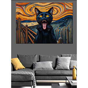 Çığlık Tablosu Kedisi Dekoratif Kanvas - Mdf Ahşap Tablo