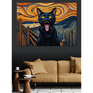 Çığlık Tablosu Kedisi Dekoratif Kanvas - Mdf Ahşap Tablo