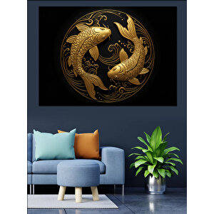 Altın Balık Döngüsü Dekoratif Kanvas - Mdf Ahşap Tablo