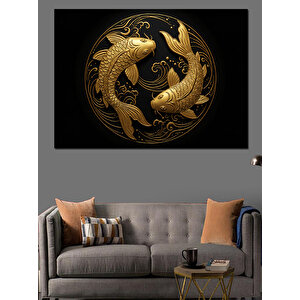 Altın Balık Döngüsü Dekoratif Kanvas - Mdf Ahşap Tablo