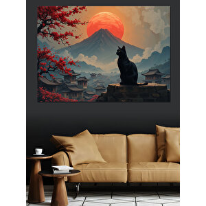 Dağlarda Güneşli Kedi Dekoratif Kanvas - Mdf Ahşap Tablo 70x100 cm