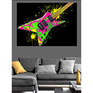 Parlak Rock Gitarı Dekoratif Kanvas - Mdf Ahşap Tablo 50x70 cm