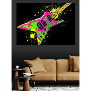 Parlak Rock Gitarı Dekoratif Kanvas - Mdf Ahşap Tablo 50x70 cm