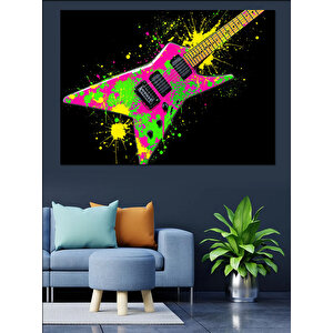 Parlak Rock Gitarı Dekoratif Kanvas - Mdf Ahşap Tablo