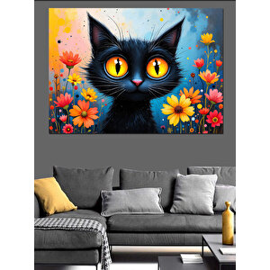 Turuncu Gözlü Kedi Dekoratif Kanvas - Mdf Ahşap Tablo 35x50 cm