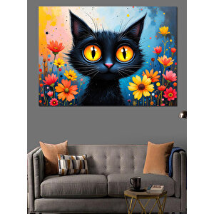 Turuncu Gözlü Kedi Dekoratif Kanvas - Mdf Ahşap Tablo
