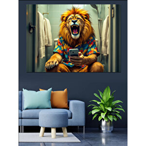 Takım Elbiseli Aslan Dekoratif Kanvas - Mdf Ahşap Tablo 100x140 cm