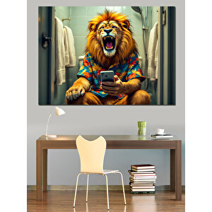 Takım Elbiseli Aslan Dekoratif Kanvas - Mdf Ahşap Tablo
